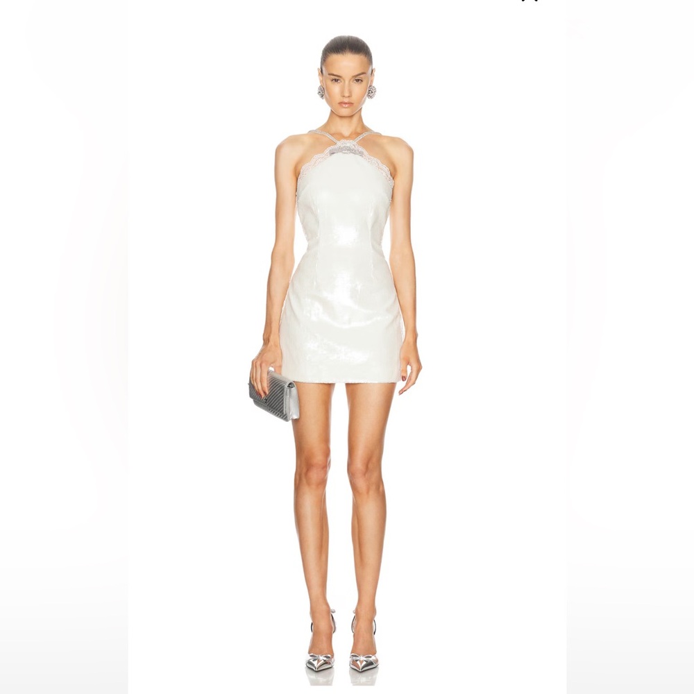 Elegant White Sequin Mini Dress